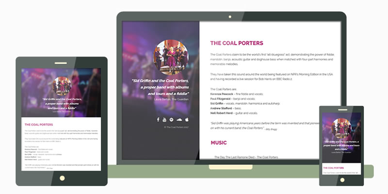 Electroninc Press Kit Mini-Site Designed for The Coal Porters