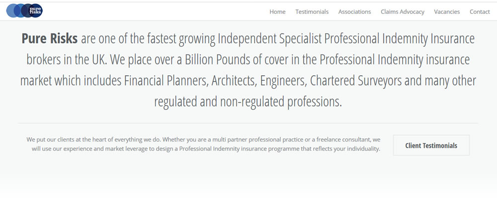 Pure Risks Page Section