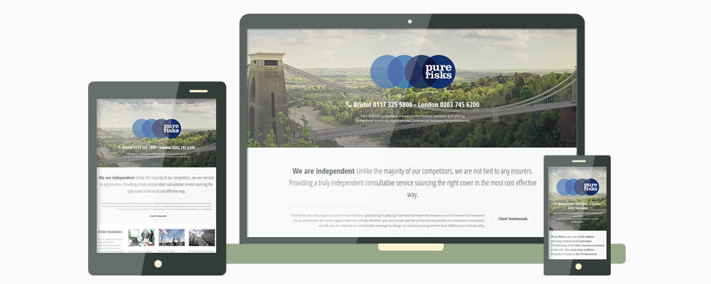 Pure Risks Bristol Website Layout
