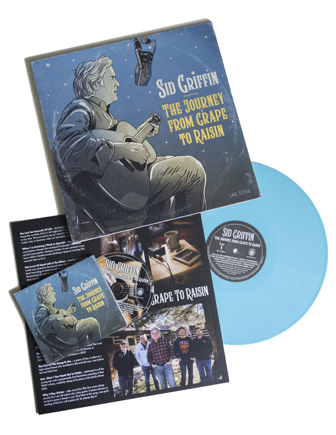 Sid Griffin - The Journey From Grape To Raisin LP cover illustation and sleeve design.